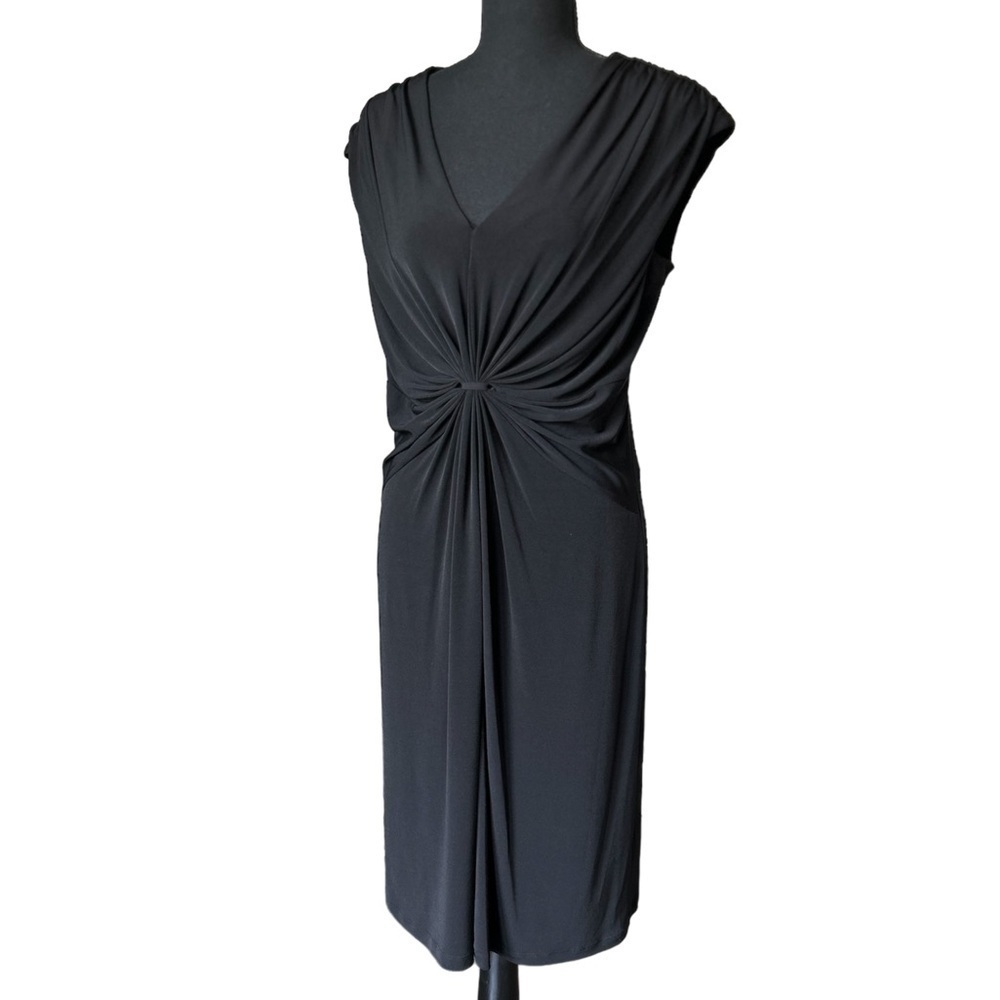 MARVIN RICHARDS Women's Black V Neck Polyester Cocktail Career Dress Size 10 - Picture 3 of 12